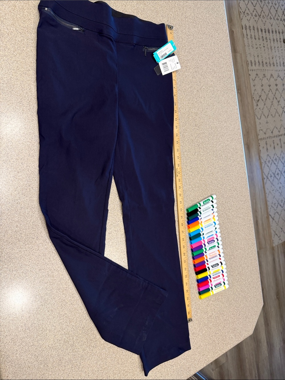 Violets and roses, Ruthie, solid zipper boot cut pant navy 8/29 NWT
